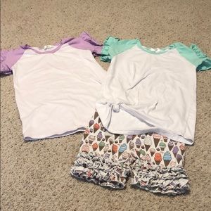Girls Boutique outfit: shorts and 2 tops.